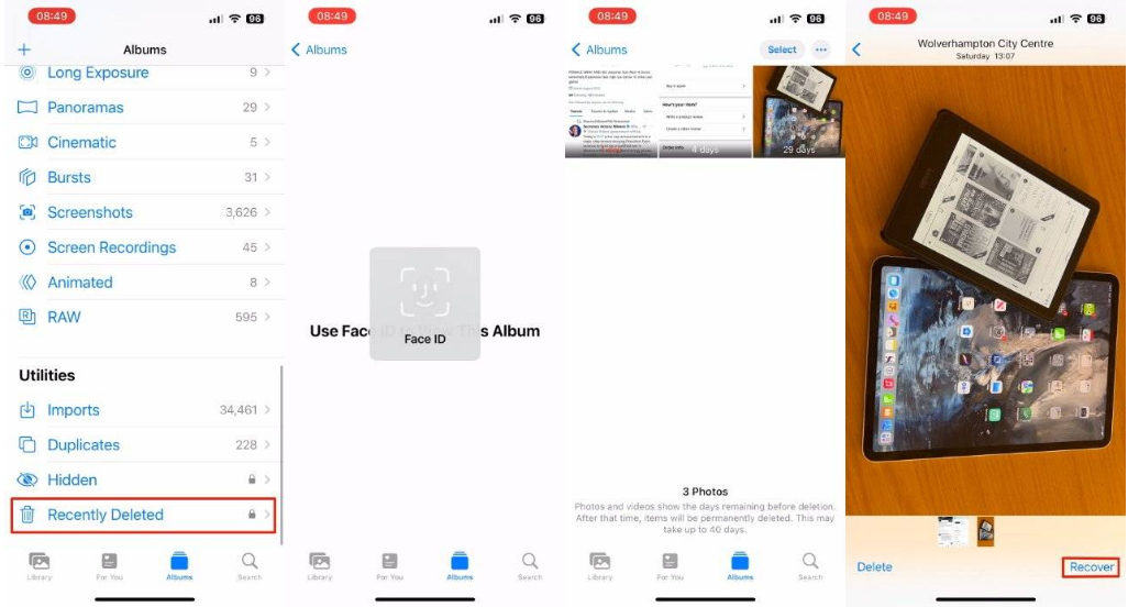 剑阁苹果14维修分享 iPhone14 上恢复已删除的照片 